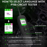 P100 Automotive Circuit Tester - 0-70V Electrical Diagnostic Tool with TFT Display, Short Circuit Detection, 10M Cable for Cars & Trucks