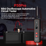 P50Pro Mini Oscilloscope Automotive Circuit Tester - 0-45V AC/DC Detection, 200KHz Bandwidth, TFT Display, 5W Test Lamp