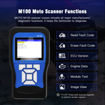 M100 Motorcycle Diagnostic Scanner - Handheld Tool for Honda, Yamaha, Suzuki, OBDII with Live Data, Fault Code Reset
