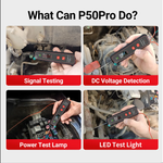 P50Pro Mini Oscilloscope Automotive Circuit Tester - 0-45V AC/DC Detection, 200KHz Bandwidth, TFT Display, 5W Test Lamp