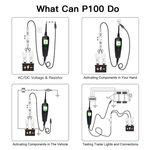 P100 Automotive Circuit Tester - 0-70V Electrical Diagnostic Tool with TFT Display, Short Circuit Detection, 10M Cable for Cars & Trucks
