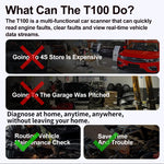 T100 OBD2 Scanner Code Reader – Full OBDII Diagnostic Tool with Live Data, Freeze Frame, I/M Readiness & Check Engine Light Reset for All 1996+ Vehicles
