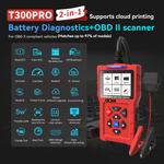 T300 Pro 2-in-1 OBD2 Scanner & Battery Tester – Full Engine Code Reader with Live Data, Battery Health Analysis (CCA 20-2000), Cranking/Charging Test & 2.8" Color Screen for 1996+ Vehicles